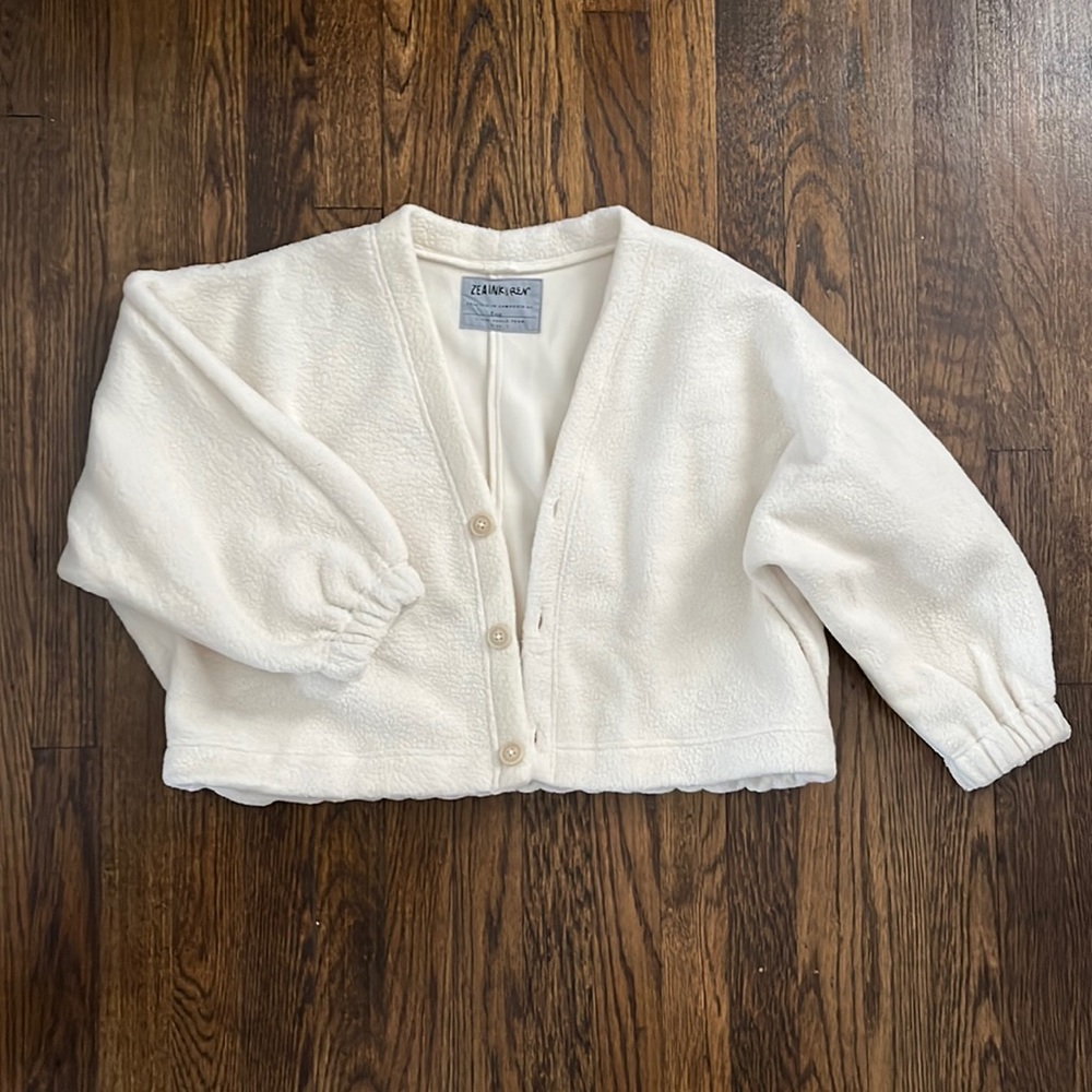 Tonle x Zea Ink & Ren Sherpa cropped cardigan
